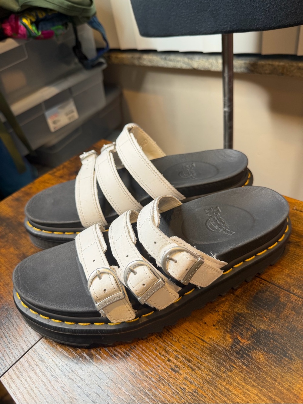 Dr. Martens Blaire White Slide Chunky Platform Grunge Sandals SZ 9
